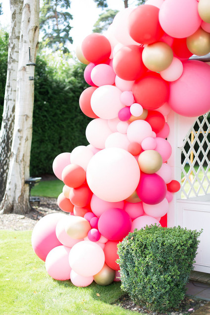 Pink balloon arch