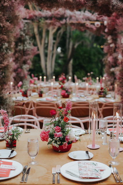 All pink wedding decor