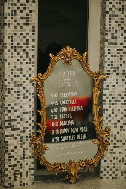 Gold mirror sign for wedding