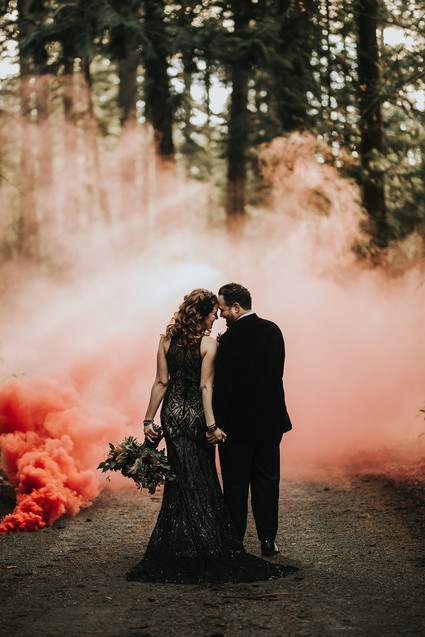 Smoke bomb wedding portraits