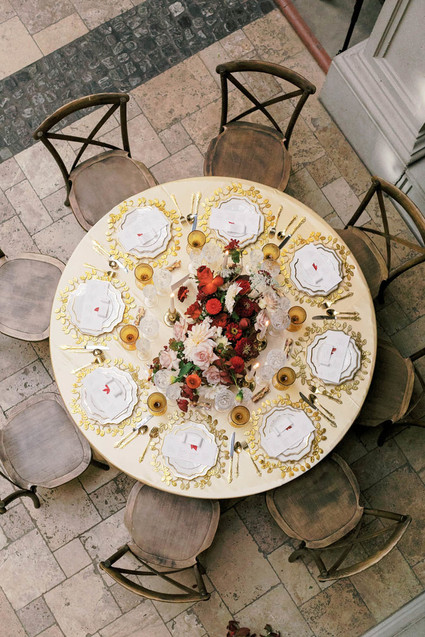 Red and gold tablescape Inspiration