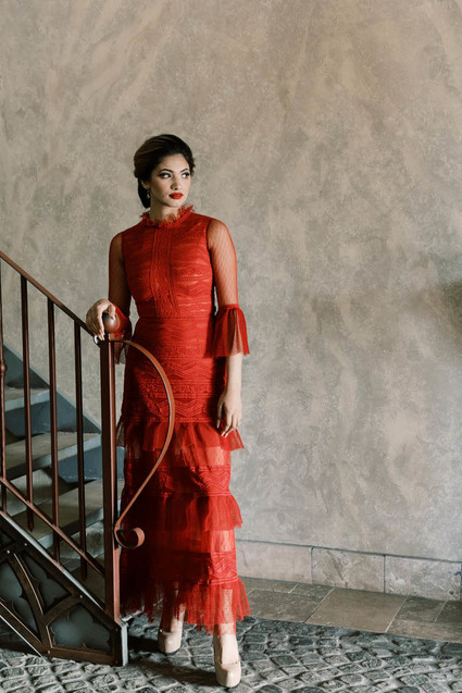 Red holiday party dress