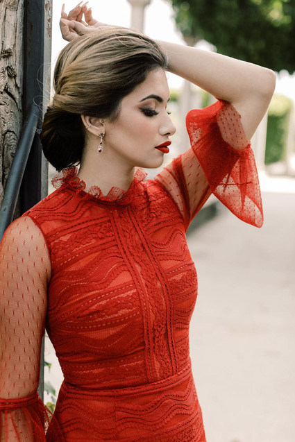 Red holiday party dress