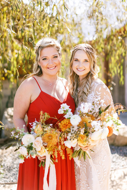 Red bridesmaids dresses for fall wedding