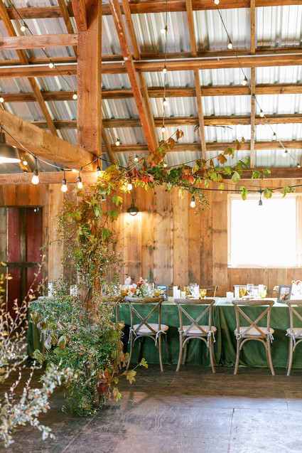 fall barn reception decor