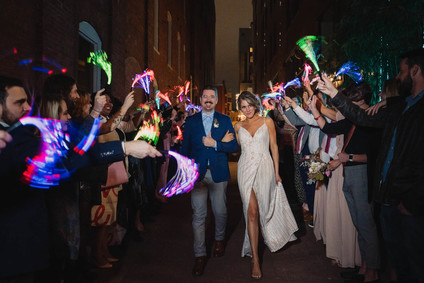 Glowstick sendoff for wedding
