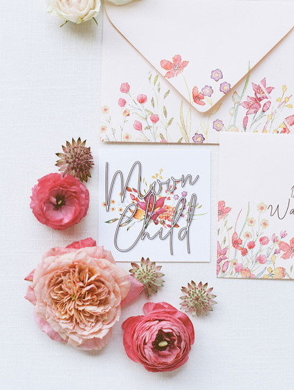 Moon Child celestial floral first birthday party