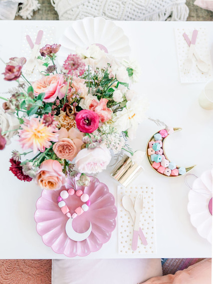 Moon Child celestial floral first birthday party