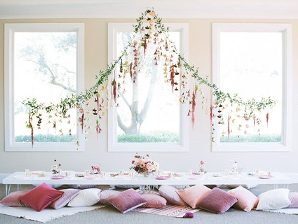 Moon Child celestial floral first birthday party