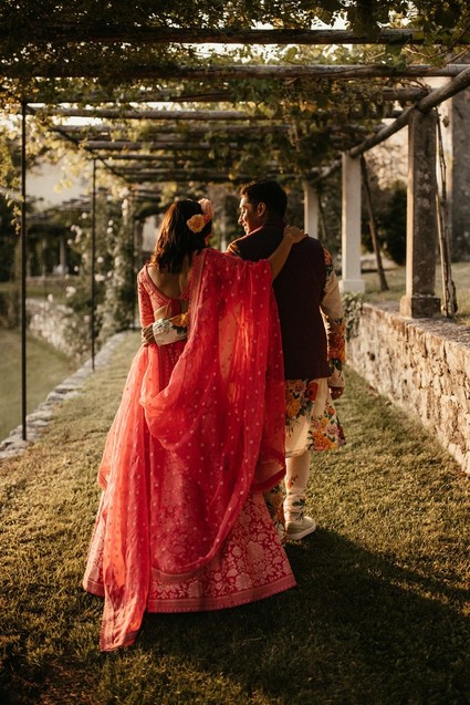 Modern indian bride and groom fashion