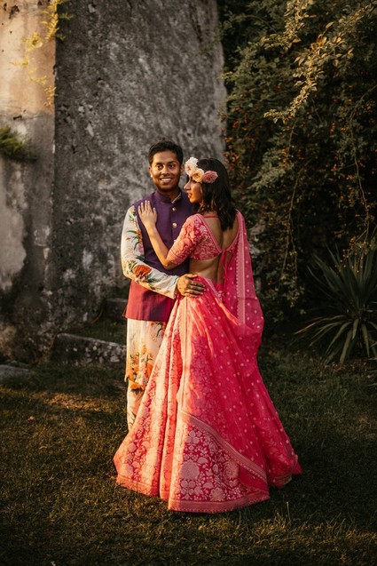 Modern indian bride and groom fashion
