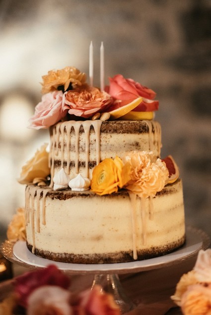 Colorful floral wedding cake