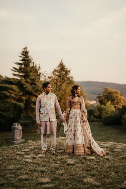modern Indian wedding in a medieval castle