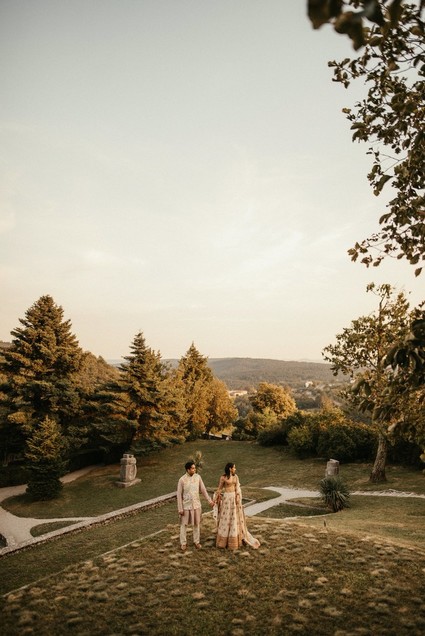 modern Indian wedding in a medieval castle