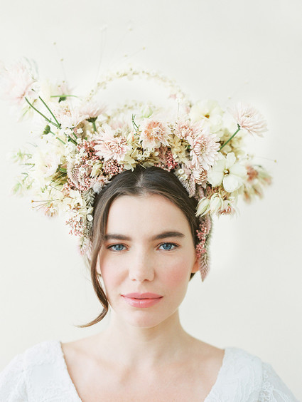 Dramatic floral bridal headpiece