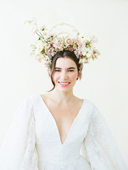 Dramatic floral bridal headpiece