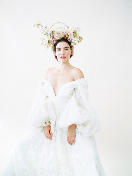 Dramatic floral bridal headpiece