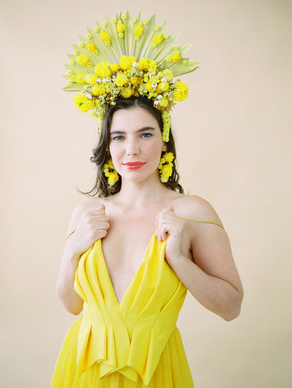 Dramatic floral bridal headpiece