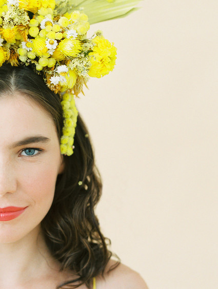 Dramatic floral bridal headpiece