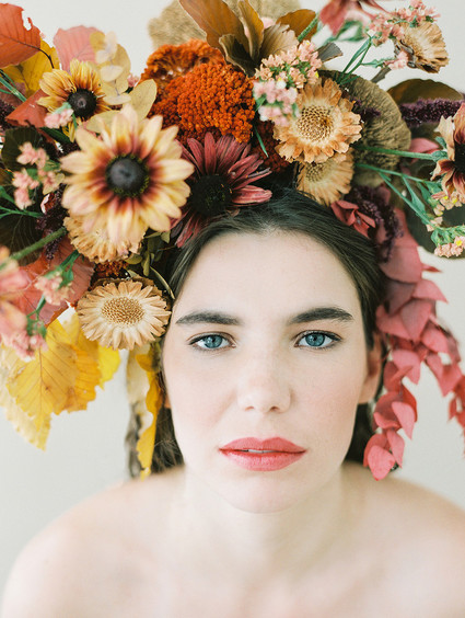 Dramatic floral bridal headpiece
