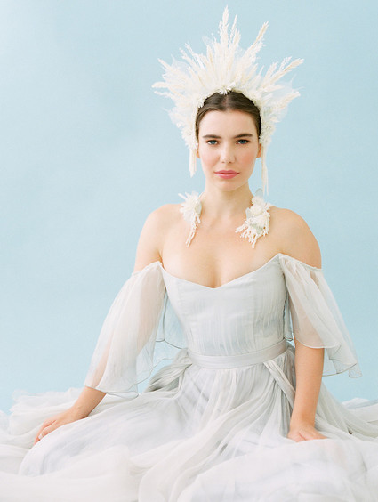 Dramatic floral bridal headpiece