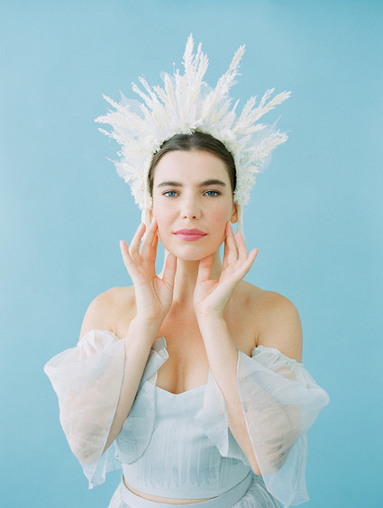 Dramatic floral bridal headpiece