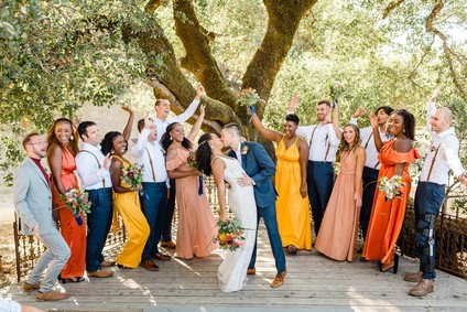 Bright, rustic orange + yellow Northern California ranch wedding