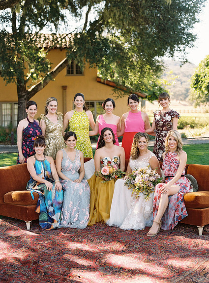 Colorful mixed prints bridesmaid dresses