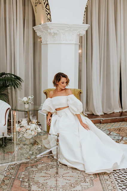 Monique Lhuillier two piece wedding dress