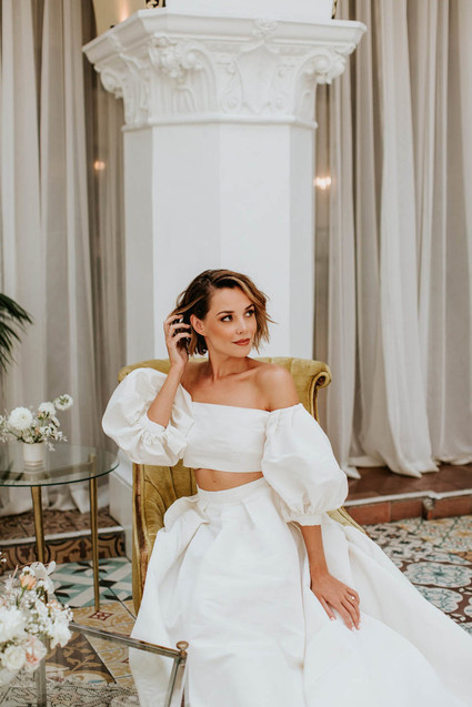 Monique Lhuillier two piece wedding dress