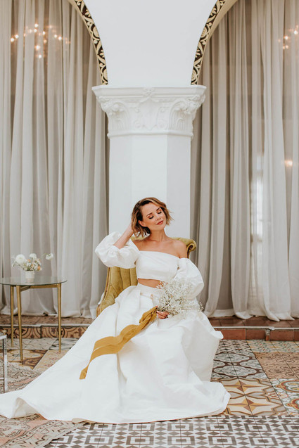 Monique Lhuillier two piece wedding dress