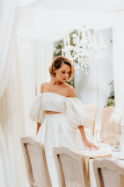 Monique Lhuillier two piece wedding dress