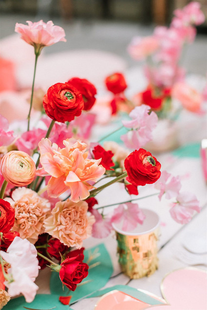 Red centerpiece for Valentine's florals