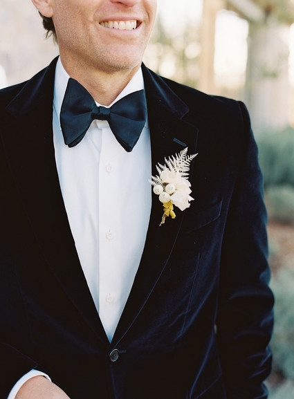 black velvet groom's suit
