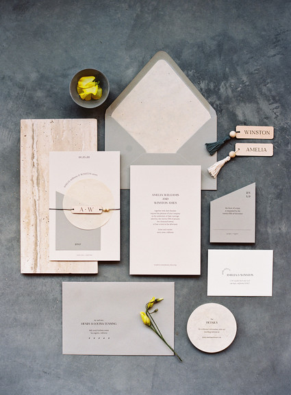 modern grey wedding invitations