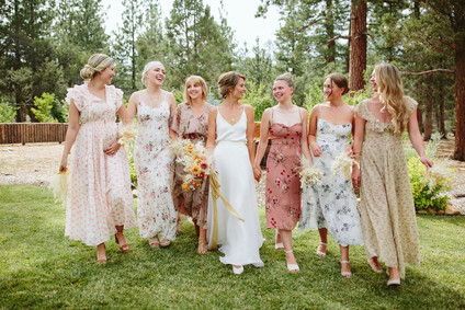 mismatched floral bridesmaids