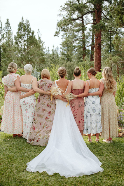 mismatched floral bridesmaids