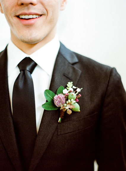 modern black groom's suit