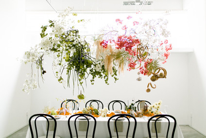 unique hanging floral installation