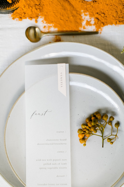 elegant, minimalist dinner menu