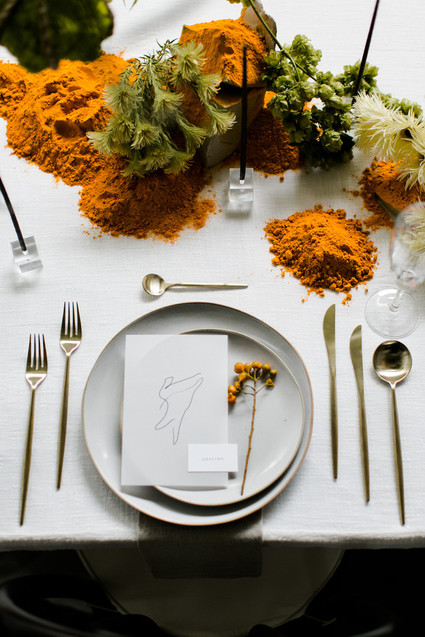 turmeric and white place setting