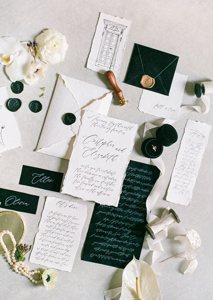 romantic calligraphed wedding invitations