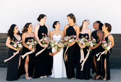 modern black bridesmaids dresses