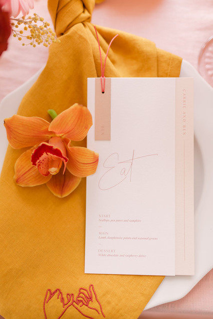 blush menu for wedding