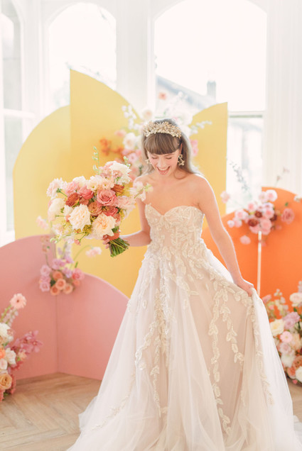 Modern color block wedding backdrop