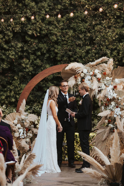 Bohemian pampas grass ceremony hoop