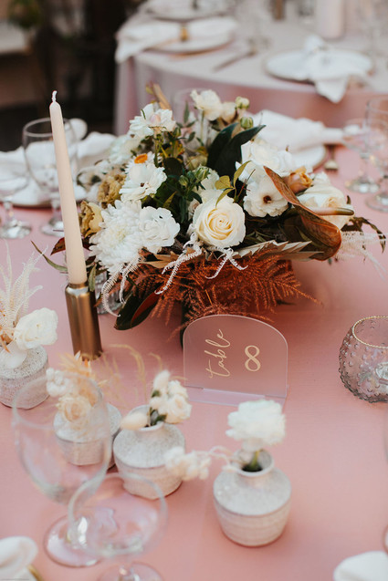 pink wedding tables