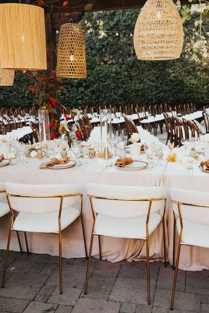 neutral tablescape with lanterns