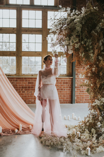 pink tulle wedding dress