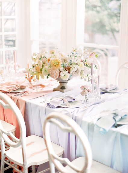 color block pastel tablescape